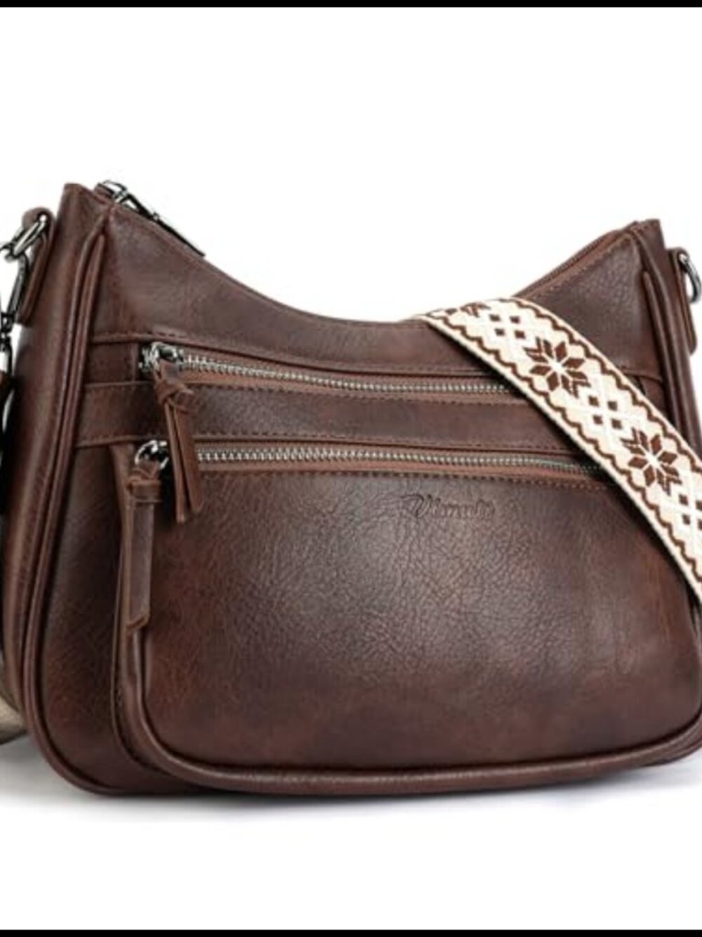 Vegan Leather Crossbody Bag Multi Pocket Shoulder Handbag Travel Purse
